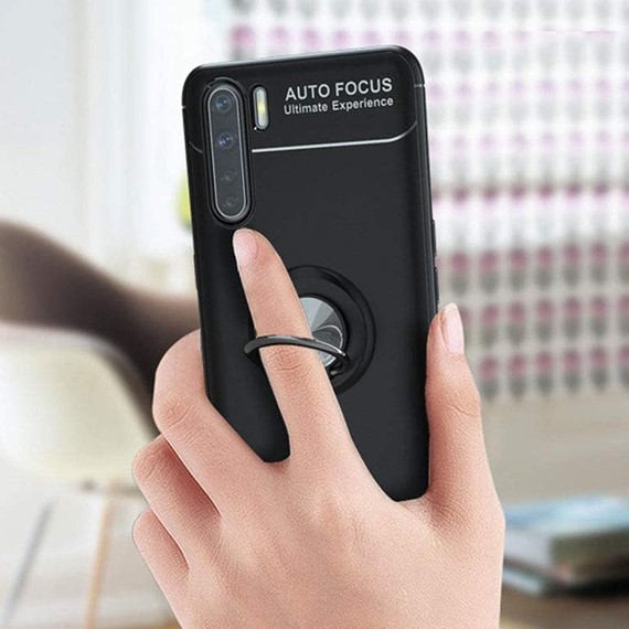 Oppo A91 CaseUp Finger Ring Holder Kılıf Siyah Rosegold 4